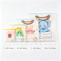 20 par paquet, sac de rangement, sac d'emballage pour vêtements de remplacement pour enfants, sac à fermeture éclair transparent à motif de dessin animé, sac épais anti-poussière