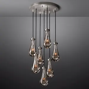 Nuevo MODELO 18 "gota de lluvia iluminación colgante LED iluminación decorativa de lujo restauración lámpara colgante candelabro de cristal moderno