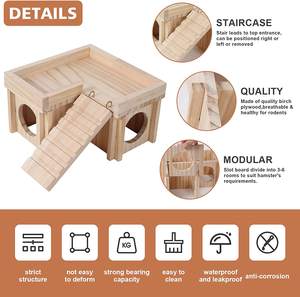 JUNJI personnalisé <span class=keywords><strong>prix</strong></span> <span class=keywords><strong>cage</strong></span> pour hamster maisons pour animaux de compagnie meubles en bois grande cachette <span class=keywords><strong>cage</strong></span> pour hamster chinchillas avec toboggan - Product Image 6