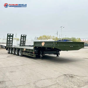 Cina menggunakan beban berat tugas berat kasur rendah Flatbed truk semi-trailer untuk transportasi peralatan besar Bulldozer ekskavator - Product Image 5