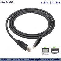 Câble adaptateur USB 2.0 mâle vers Firewire IEEE 1394 4 broches mâle iLink pour adaptateur DV Sony DCR-TRV75E 1.8m/3m/4.5m