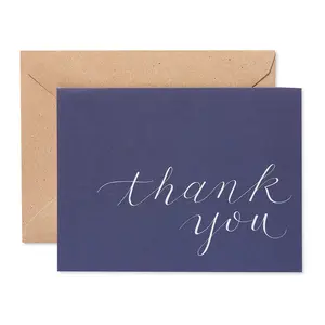 Business Greeting Thank You Card with Brown Kraft-Style Envelope Custom Logo Cards