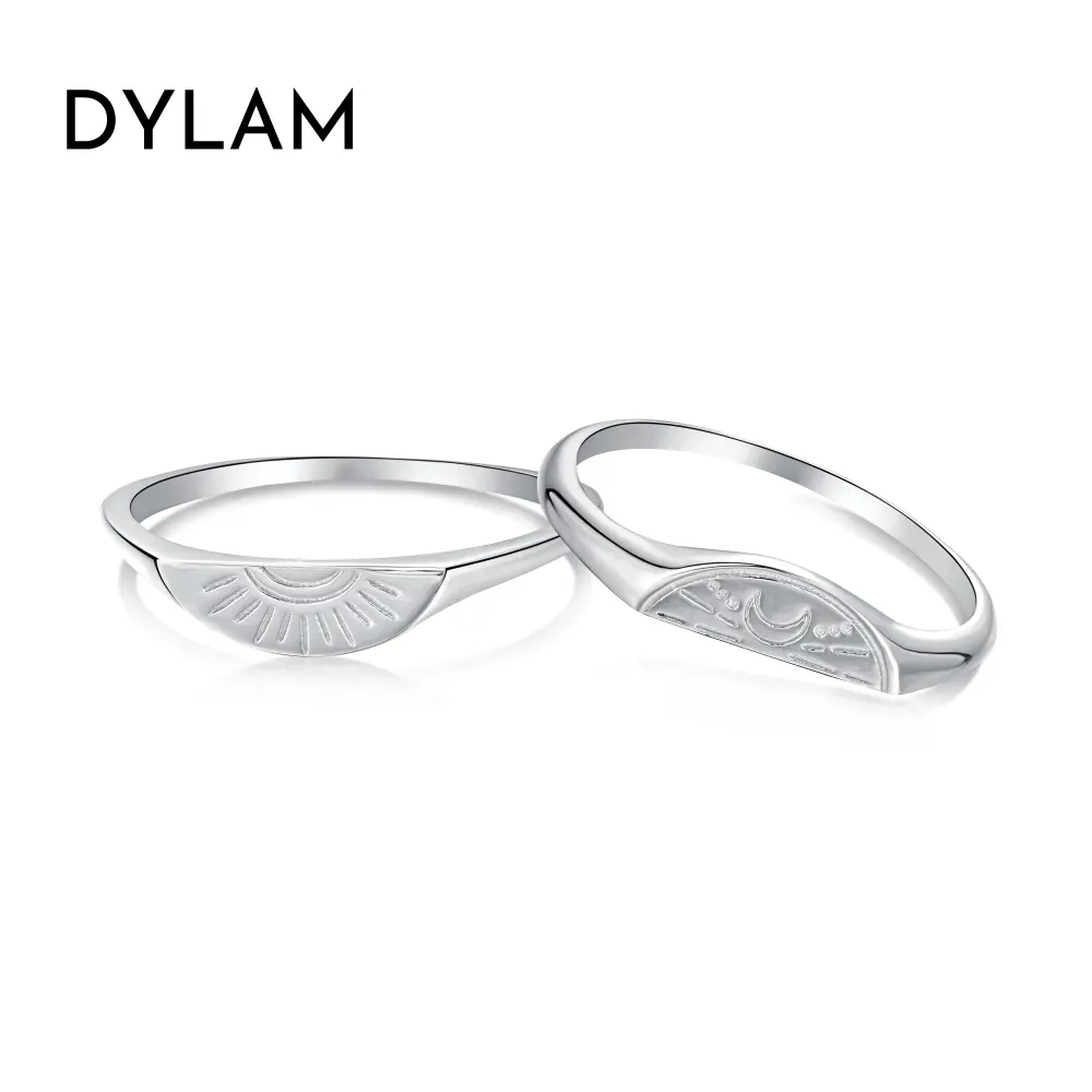 Dylam <span class=keywords><strong>ture</strong></span> fedi nuziali delicati set da figlia in argento sterling per donne unici moderni economici con diamanti abbinati