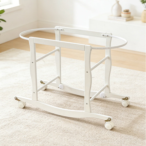 Nouveau berceau à bascule <span class=keywords><strong>blanc</strong></span> pour nouveau-né, panier de Moïse <span class=keywords><strong>en</strong></span> bois de pin avec roulettes - Product Image 3