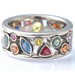 خواتم زيركون عصرية فاخرة متعددة الألوان خواتم نسائية من المجوهرات خاتم ماس تقليد مجوهرات