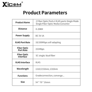 ตัวแปลงสื่อไฟเบอร์ออปติก XICOM 2 พอร์ตไฟเบอร์ 4 พอร์ตไฟฟ้า สวิตช์ส่งสัญญาณไฟเบอร์เดี่ยวแบบคู่ 100M - Product Image 3