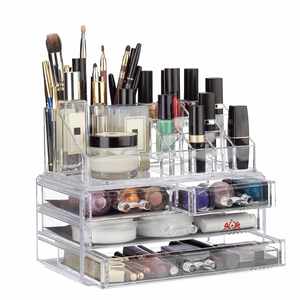 Stackable Plastic Eco-Friendly Modern Multifunction Cosmetic <b>Makeup</b> Organizer Jewelry Lipstick Storage <b>Box</b> 1-3L Capacity Clear - Product Image 1