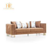 Canapé 3 places en tissu de luxe au design moderne, en métal torsadé de haute qualité, avec rembourrage en éponge, idéal pour salon, appartement, hôtel, villa