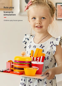 <strong>Wooden</strong> Children's Puzzle House Hamburger Set, Baby <strong>Food</strong> Cognition, Male and Female Role-playing <strong>Toys</strong> - Product Image 2