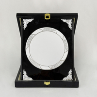 Boîte en bois noire pliable avec plaque de certificat en or et argent MH-FJ0192