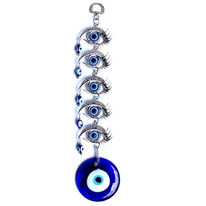 Amuleto de cuentas de 5 ojos Nazar, adorno de cristal azul, protección para el hogar, ojo malvado, colgante de pared para coche - Product Image 1