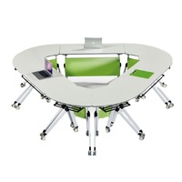 Table de formation pliable au design moderne avec roulettes Mobilier de bureau pour salle de réunion Salle de conférence École Salle de classe Bureau d'étude
