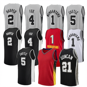 Camisetas de baloncesto personalizadas, camiseta deportiva sin mangas 100% poliéster, nombre del equipo bordado, número del jugador, talla grande - Product Image 1