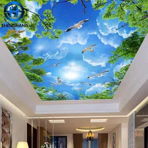 Beautiful roof 3d wallpaper ceiling mural self-adhesive wall mural good quality ceilings restaurant roof 3d pvc mural wallpaper