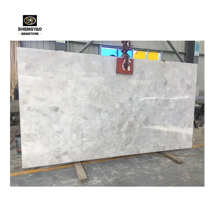 Alta qualidade pedra preciosa decorativa slab mármore branco para lareira