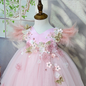 Abiti per Bambine 2026 Stile Piuma per Feste e Occasioni Speciali, Alta Qualità con Applicazioni Floreali per Neonati, Bambini e Ragazze - Product Image 5