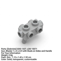 Gobricks GDS-1337 Vente en gros de blocs de construction, pièce LDD 15071, pièces de pistolet, lanceur de balles 1x2x2/3 avec picots sur les côtés et poignée