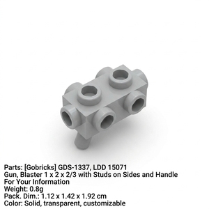 Gobricks GDS-1337 Venta al por mayor de piezas de construcción LDD 15071, piezas de pistola, lanzador de pistolas 1x2x2/3 con pernos laterales y mango - Product Image 2