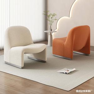 Sillón Puff Moderno para Dormitorio de Hotel de Lujo, Sillón Individual Estilo Crema para Sala de Estar, Naranja, Blanco Hueso, Personalizable - Product Image 1