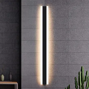 Modern Long Strip LED Porch Linear Light IP65 Villa Sconce Aluminum Outdoor Waterproof Black Garden Light Outdoor Wall Lamp