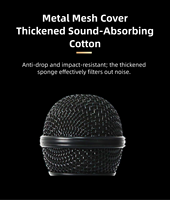Microphone sans fil dynamique portable personnalisable en plastique avec connecteur Type C, charge monocanal pour karaoké et conférences