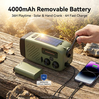 Radio de Emergencia Portátil Multifunción, Altavoz Inalámbrico, Manivela, Carga Solar, Alarma SOS, Banco de Energía, Radio Dab+ NOAA FM WB