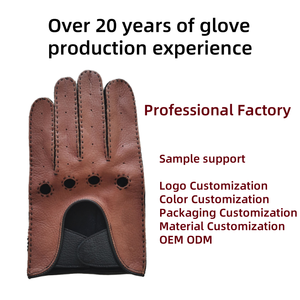 Gants de conduite en cuir de cerf véritable pour <span class=keywords><strong>homme</strong></span> Marron Respirant Confortable Gants de conduite cousus à la main avec bouton pression argenté - Product Image 3
