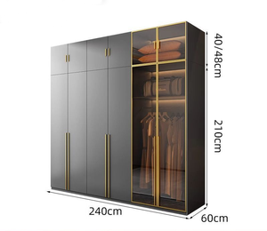 خزانة ملابس فاخرة حديثة للجدار مخصصة لغرفة النوم رخيصة الثمن بسعر الجملة من MEGA خزانة ملابس رمادية غير لامعة تصميم أثاث خزانة - Product Image 6