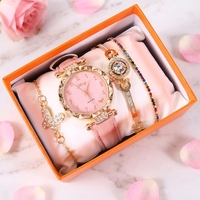 Ensemble de bijoux et montre pour femme Wisteria en alliage et quartz rose, design exquis, idéal pour les fêtes et occasions spéciales