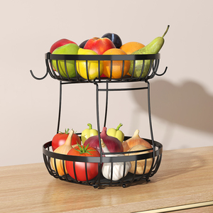 Support de <span class=keywords><strong>cuisine</strong></span> à assemblage sans outil en acier, organisateur de corbeille à fruits à 2 niveaux avec revêtement antirouille - Product Image 6