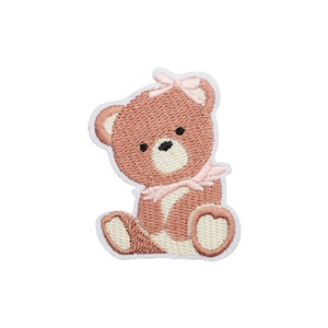 Toppe Ricamate a Tema Amore Rosa, Applicazioni <span class=keywords><strong>Orsetto</strong></span> con Fiocco, Tessuto Lavorato a Maglia 100% Acrilico Resistente all'Abrasione - Product Image 2