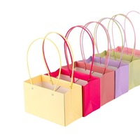 Tas Kertas Kraft Berwarna Tahan Air Macaron, Tas Bunga Lipat