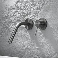 Robinet de lavabo encastré tout en cuivre brossé or, robinet mural pour eau chaude et froide, robinet mural pré-encastré extensible
