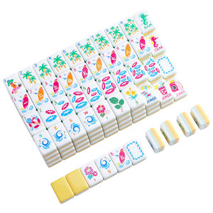 Custom Modern Portable 4-Layer Yellow Acrylic American Mahjong Tiles Summer Pool Theme Mahjong Set for Beach Party - Product Image 4