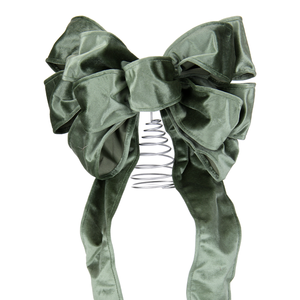 Sage Green Velvet Bow Christmas Tree Topper Multi-Loop Xmas Crown Elegant <b>Decoration</b> Holiday Home <b>Party</b> - Product Image 3