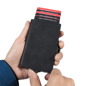 New Fashion Mens Slim Business Atm Pop up Leather <b>Wallet</b> Ultra Thin Minimalist Male Card <b>Holder</b> With Money Clip and Back Pocket - Product Image 1