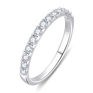 925 plata esterlina rodio plateado compromiso eternidad corte redondo anillos mujeres VVS D Color HPHT CVD laboratorio cultivado diamante anillo joyería - Product Image 1