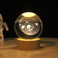 Ornement de boule de cristal lumineuse créative avec motifs multiples, recharge directe, veilleuse couleur chaude, cadeau de bureau pour Noël