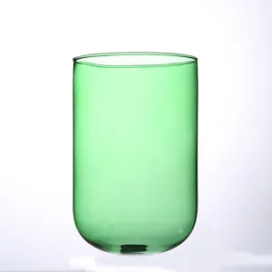Paralume colorato a prova di vento all'ingrosso con scudo per candele in vetro a cupola verde
