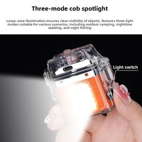 Briquet électronique miniature à double flamme étanche en métal avec coque transparente