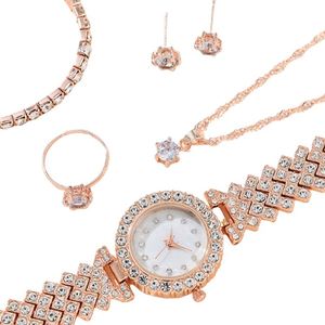 ชุดของขวัญเครื่องประดับผู้หญิงสมัยใหม่ 5 ชิ้น ชุดสร้อยข้อมือ ต่างหู สร้อยคอ ควอตซ์ พร้อมกล่อง - Product Image 3