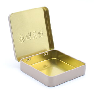 Tùy Chỉnh Logo Dập Nổi <span class=keywords><strong>Tin</strong></span> Sô Cô La Thẻ Quà Tặng Hộp Đồ Trang Sức Phẳng Đồng Bằng Nhỏ Vuông <span class=keywords><strong>Tin</strong></span> Trường Hợp Quảng Trường Bản Lề Hộp Thiếc - Product Image 3