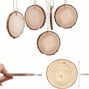 งานฝีมือ DIY ของตกแต่งไม้สนธรรมชาติแบบไม่เคลือบผิว ขนาด 3 ซม.-20 ซม. วงกลมไม้แผ่นบาง สำหรับงานปาร์ตี้คริสต์มาส ระบายสี ลายเปลือกไม้ ของขวัญแปลกใหม่ - Product Image 2