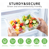 Transparante PET-onbedwelmingsverpakking met scharnierend deksel, recyclebaar, voor voedsel, wegwerpbaar, geschikt voor salade, sushi, afhaalmaaltijden, voedselveilig, groothandel