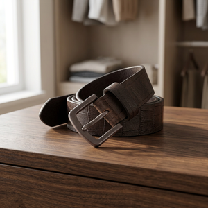 Ceintures pour hommes en cuir de vachette style vintage, personnalisables OEM, très vendues, de haute qualité, tendance, avec boucle carrée à ardillon, imperméables - Product Image 1