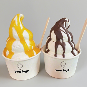 Gobelet en Carton de Glace <span class=keywords><strong>Jetable</strong></span> de Haute Qualité, Grandes et Petites Tailles, pour Boissons et Desserts, avec Logo Personnalisé et Couvercles - Product Image 1