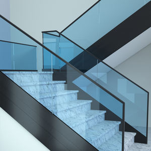 Corrimano in Vetro Montato a Parete, Profilo in Alluminio con Scanalatura Laterale per Installazione di Vetro, Profilo a U, Ringhiera in Vetro per Scale - Product Image 1