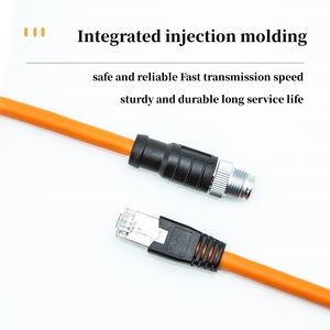 Câble M12 à <span class=keywords><strong>RJ45</strong></span> <span class=keywords><strong>Cat7</strong></span> dix gigabits chaîne de traînée haute Flexible 4 noyaux 8 cœurs câble de capteur de caméra industrielle codé de Type ADX - Product Image 2