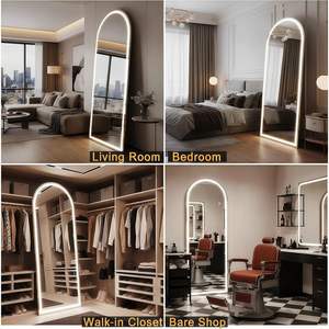 GKMZCGT Full Length Mirror 65x24 Arched LED Lighted Floor Mirror With Stand Aluminum Alloy <b>Frame</b> Modern Design Home Use - Product Image 5