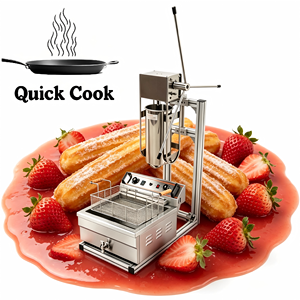Extrusora <span class=keywords><strong>Manual</strong></span> de Churros de Mesa con Freidora de 3L, Máquina para Hacer Churros Españoles, 6 Moldes para Churros en Forma de Flor - Product Image 1